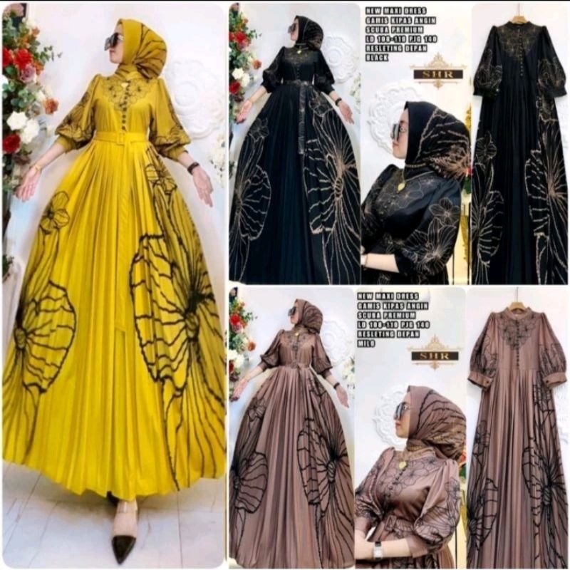 NEW SHR ORI 100% DRESS MAXI SCUBA Kipas Angin SYAHIRA
