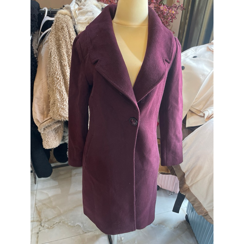 Coat Wool Alpaca Burgundy Mewah banget