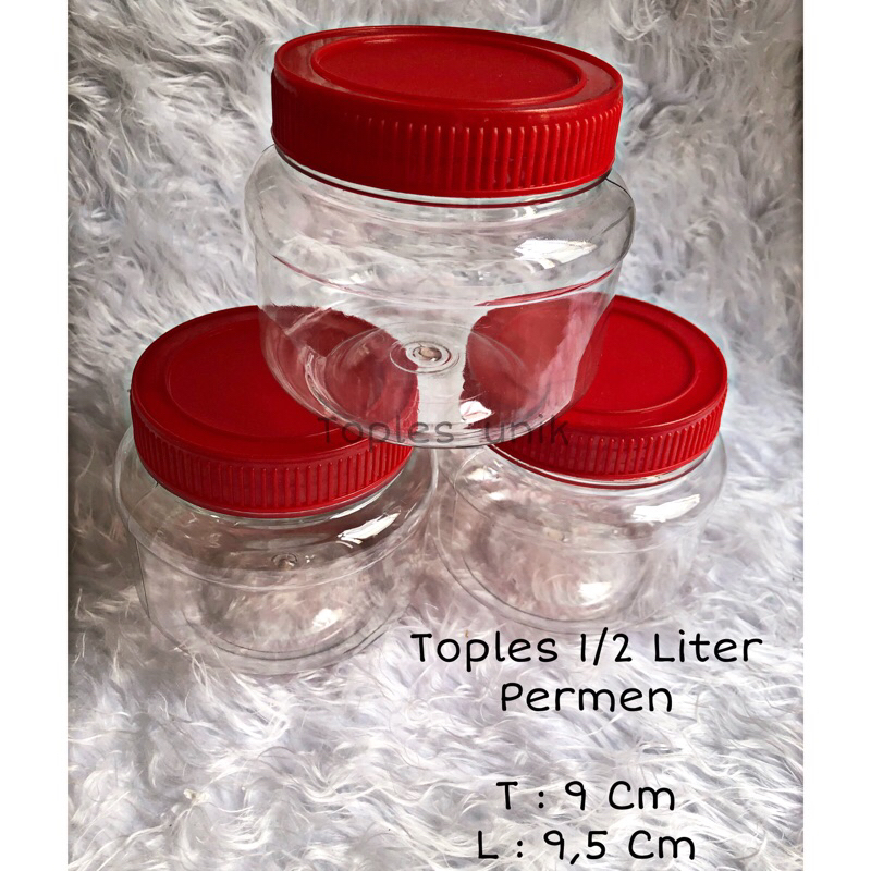 [24pcs] Toples 1/2 liter permen | Toples kacang | Toples plastik bening
