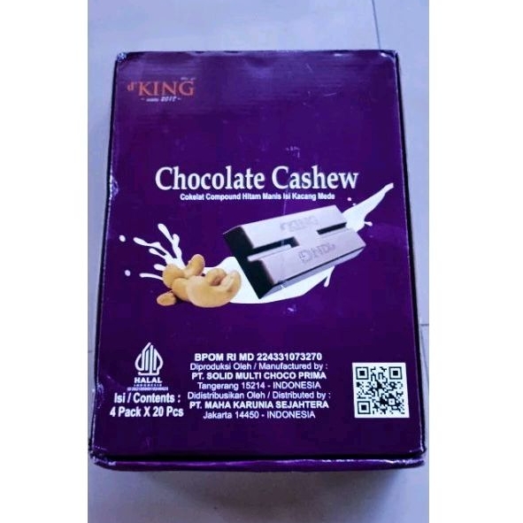 

d'KING Coklat Cashew Isi 80pcs Coklat (4 box)
