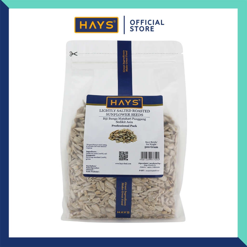 

HAYS - Lightly Salted Roasted Sunflower Seed 500 gram / Kuaci Panggang Sedikit Asin Biji Bunga Matahari Panggang 500 G