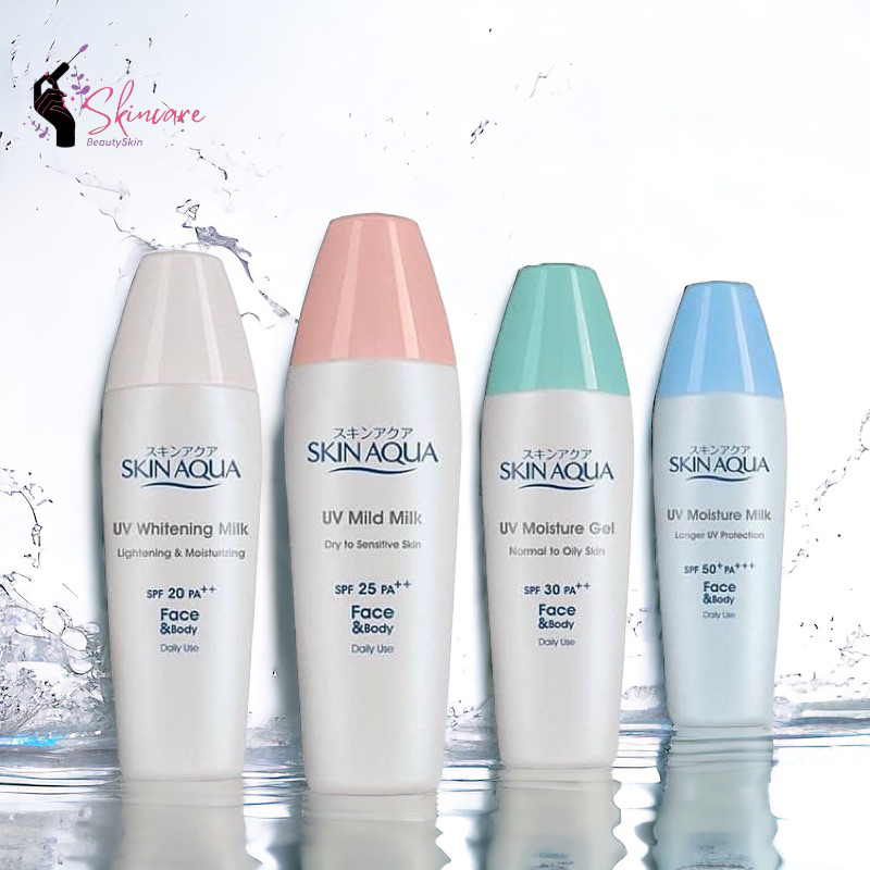 Skin Aqua Whitening milk Skin Aqua Moisture Milk Skin Aqua mild milk Skin Aqua Moisture Gel