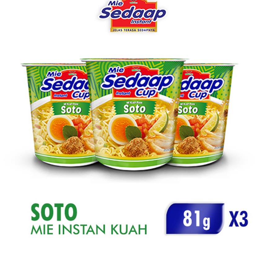 

DISKON Sedaap Mie Instan Cup Soto 81 gr x3