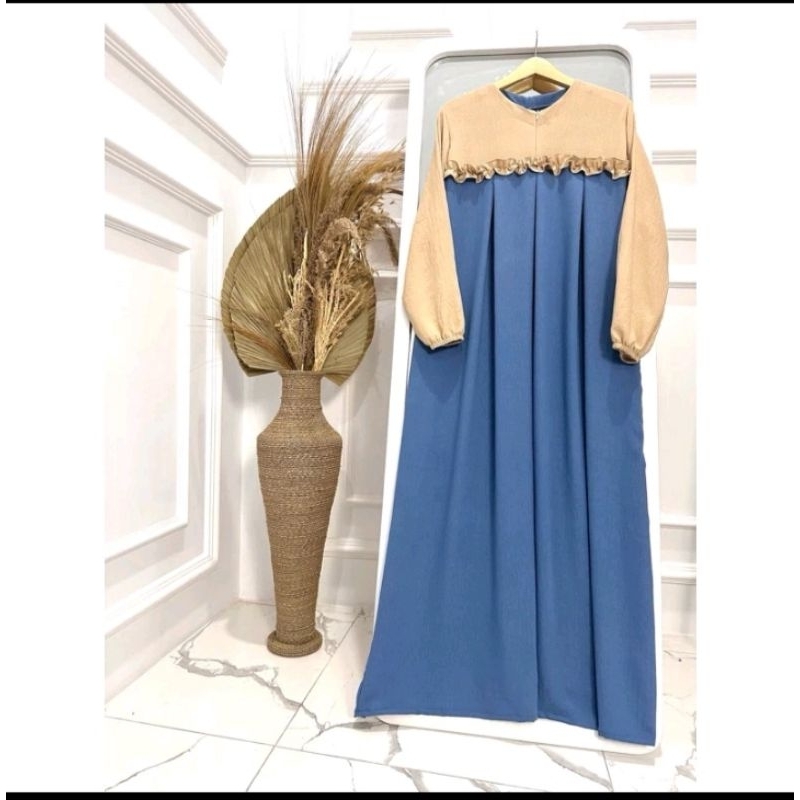 DREESS DIVANA Gamis Cringkel Airflow Saku Kanan Set Hijab