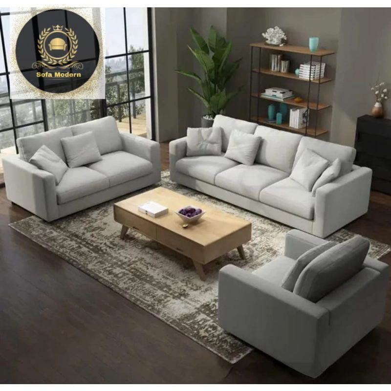 Sofa Set Modern 321 Furniture Jati Minimalis Ruang Tamu Super Empuk