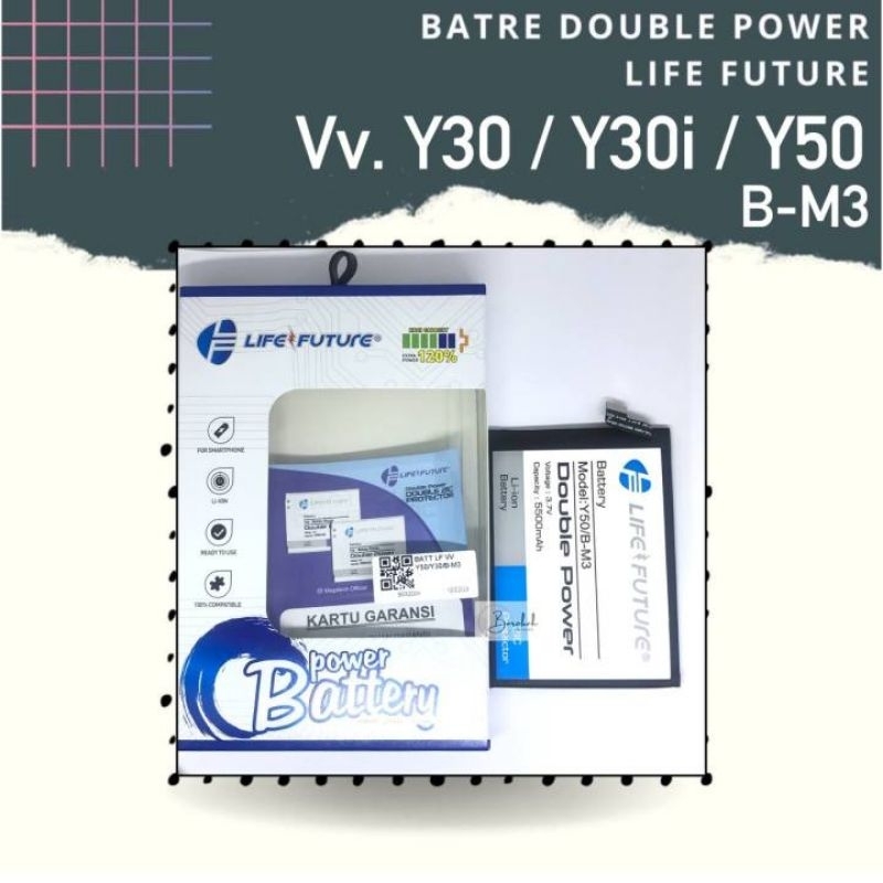 baterai double power vivo y30/y50 bm3 lifefuture