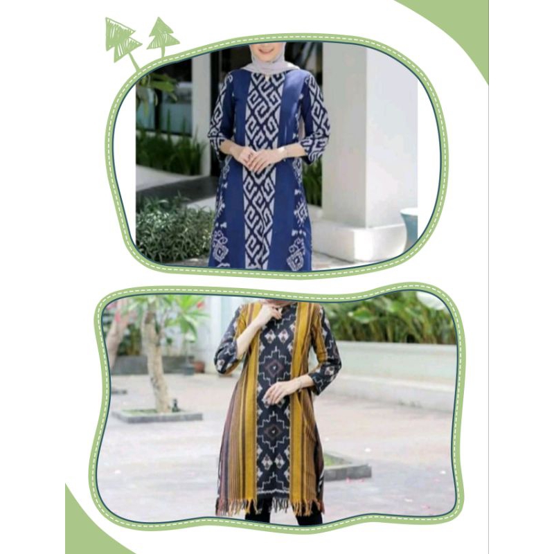 BAJU TENUN WANITA  LENGAN PANJANG TUNIK ETNIK,ATASAN WANITA TENUN,COUPLE KEMEJA