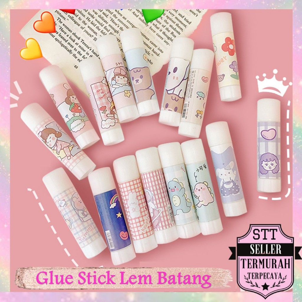 

STT Lem Perekat Kertas Padat Glue Stick Lem Stik Batang Putar Sekolah Kantor Motif Korea Lucu