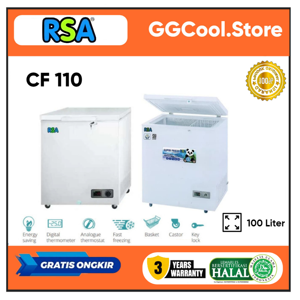 Chest Freezer RSA CF110 Freezer Box RSA 100 Liter Lemari Pembeku RSA