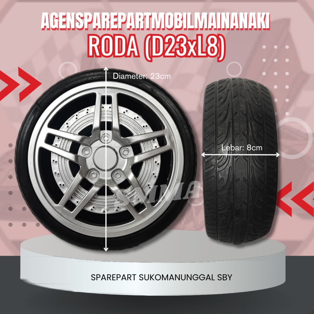 ⚡Ready⚡Ban Roda Mobil Mainan Aki Full Karet Ukuran 23cm x 8cm Mobil Mainan BMW/Pliko