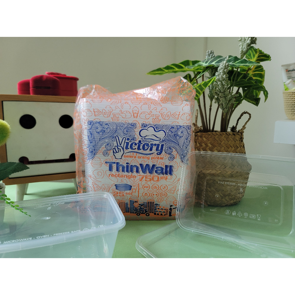 [ISI 25 PCS] Thinwall Kotak Rectangle 500ml 650ml 750ml 1000ml / Wadah Makan Plastik / Kotak Makan P