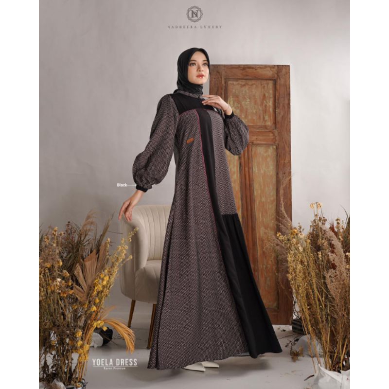 [New] YOELA DRESS BY NADHEERA LUXURY / Gamis Dress Motif Polos Adem Rayon Gamis Jumbo Twill