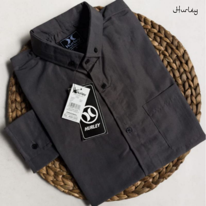 Kemeja Pria Polos Lengan Panjang Hurley