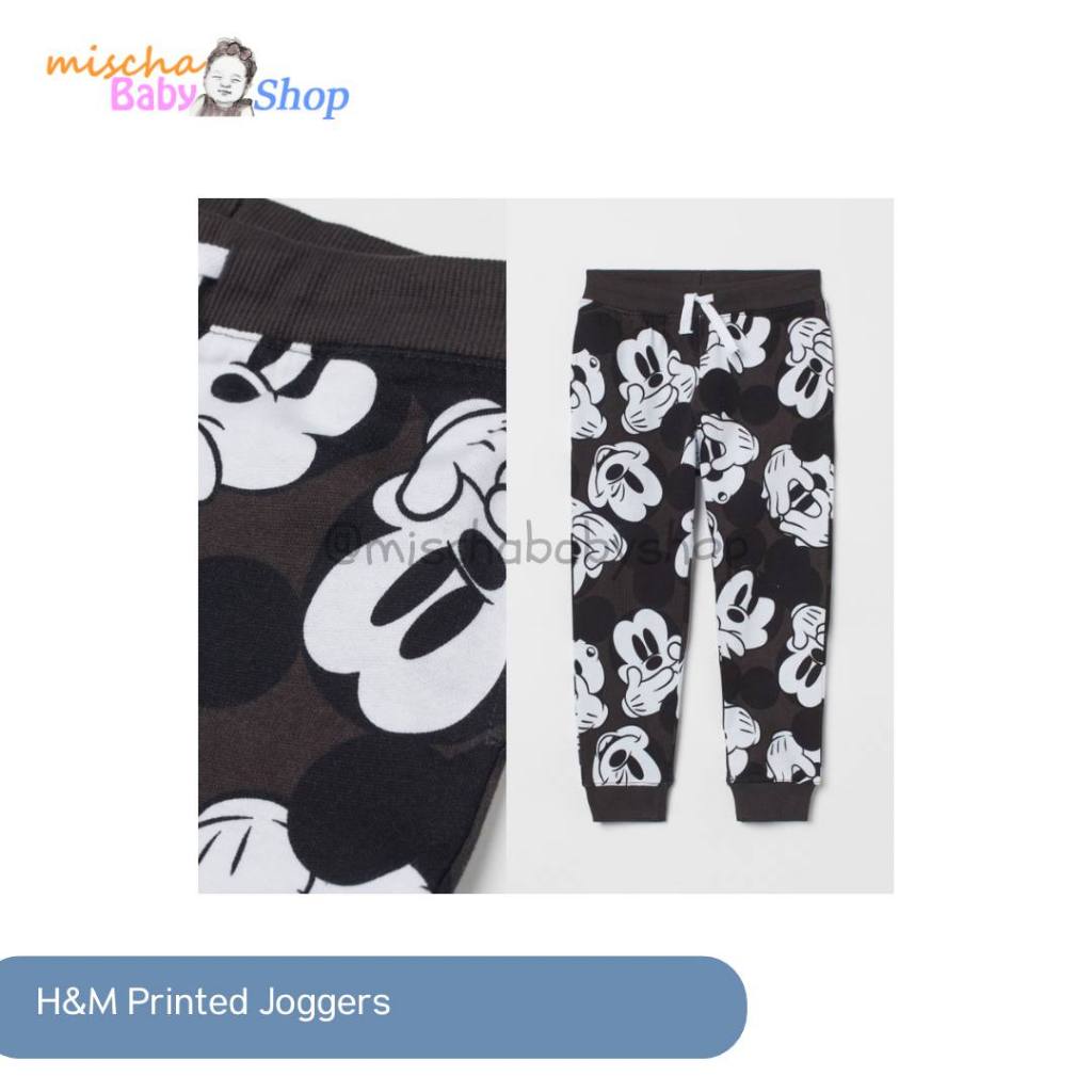 H&M Printed Joggers Dark gray/Mickey mouse | Celana Panjang Anak