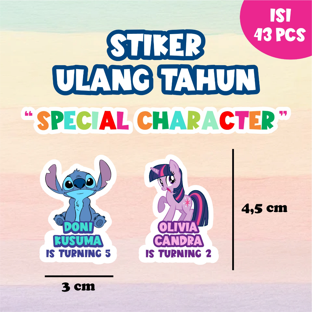 

Label Stiker Ulang Tahun Karakter Birthday Sticker Character