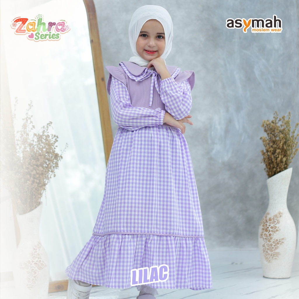 ASYMAH HOME DRESS - GAMIS ANAK PEREMPUAN KOTAK-KOTAK MIX KNIT ZAHRA SERIES