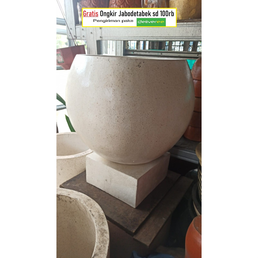 Gentong Air Batu Alam+Tatakan 60x44 |Bak Mandi|Bak Air Kamar Mandi