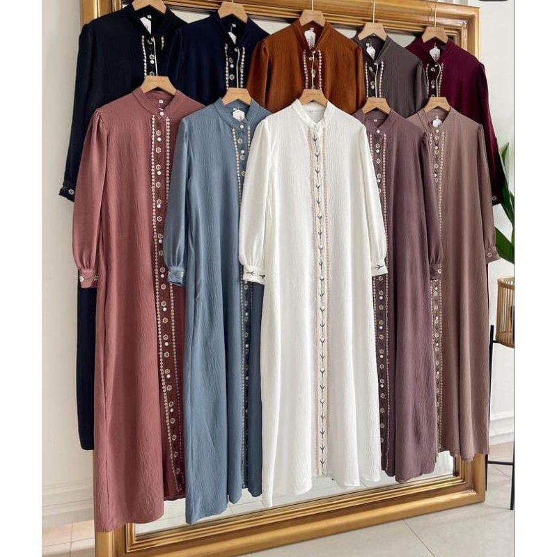 Gamis Cringkel Viral Alesyana ORI/ Calya Dress ORI by Alesyana/ Gamis Calya Dress Cringkel by Alesya