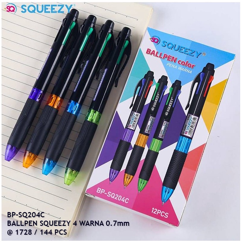 

ART X22P Ballpoint 4 Warna Squeezy Ballpen Bolpoin 1 PAK ISI 12 PCS BPSQ24C