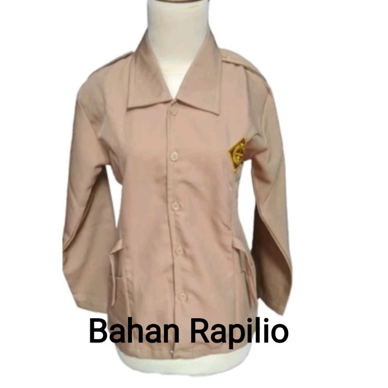 Baju Pramuka Putri Bahan RAPILIO Untuk SMP/SMA Lengan Panjang Seragam Pramuka Putri Baju Pramuka Rap