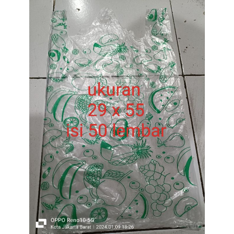 isi 50 pcs hd buah plastik bening UK 29x55 / kantong kresek bening motif buah UK 29