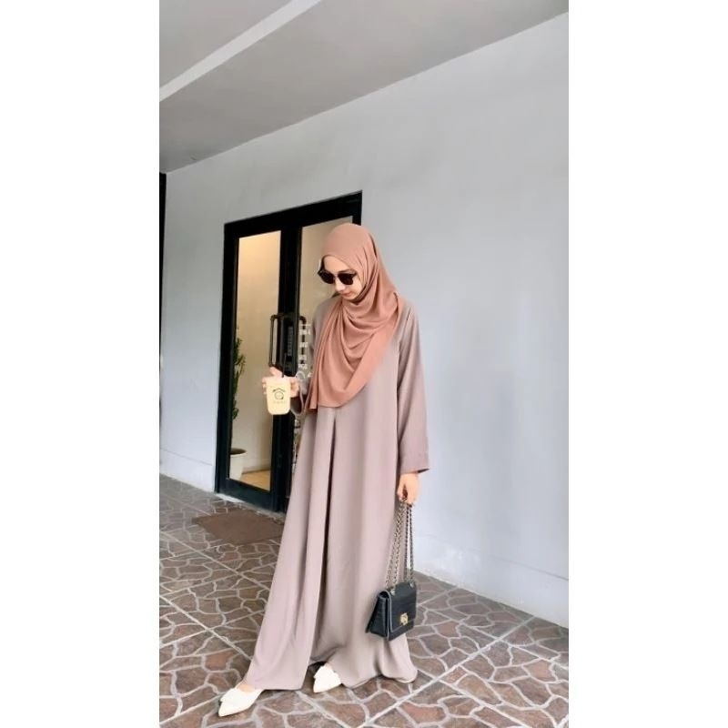 BASIC ABAYA GAMIS MECCA  POLOS BAHAN CRINKLE AIRFLOW GAMIS PUTIH GAMIS HOMEDRESS BUSUI