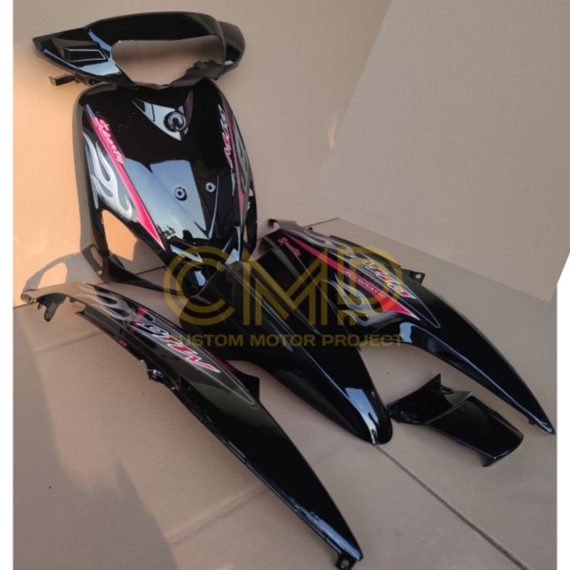 FULL COVER BODY HALUS MOTOR YAMAHA MIO SPORTY TAHUN 2003 - 2008 WARNA HITAM + Stiker / BODI MIO SPOR