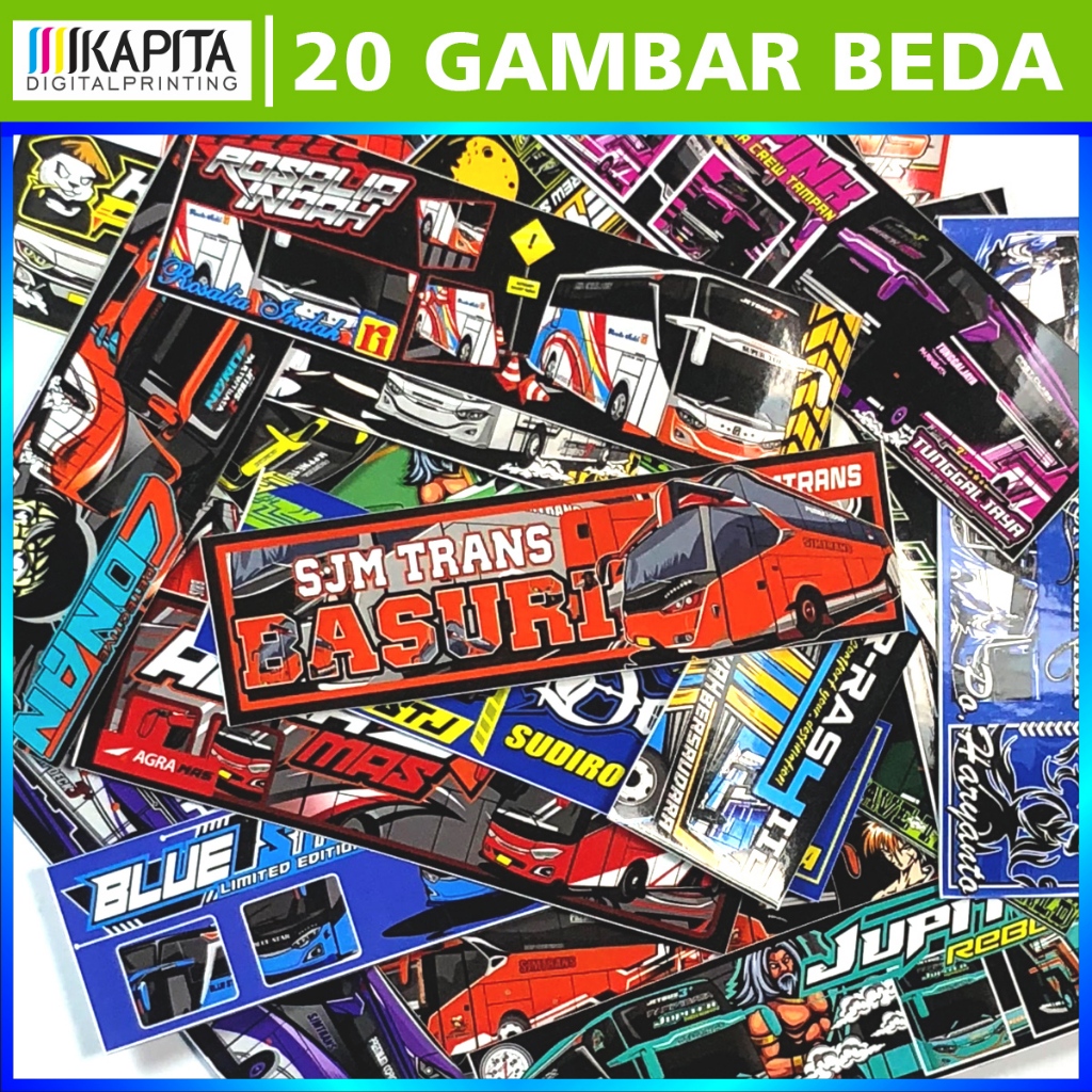 

(isi 20 stiker) Tempelan Bus mania Panjang Anti air Murah stiker bis telolet stiker bus mania setiker bus