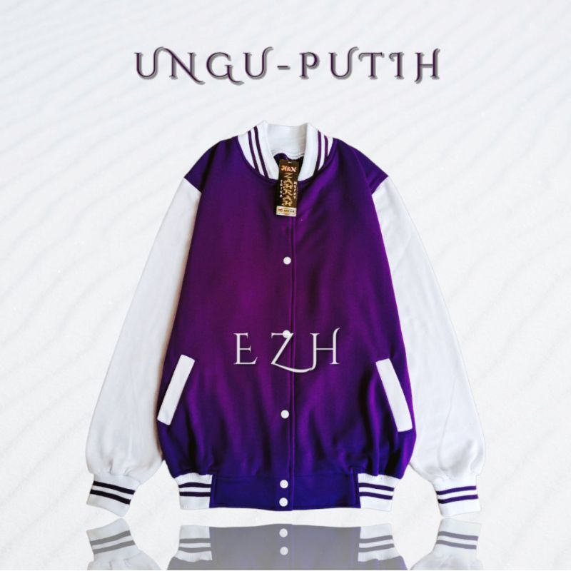 JAKET BASEBALL VARSITY || JAKET UNGU || JAKET WANITA PRIA || JAKET POLOS