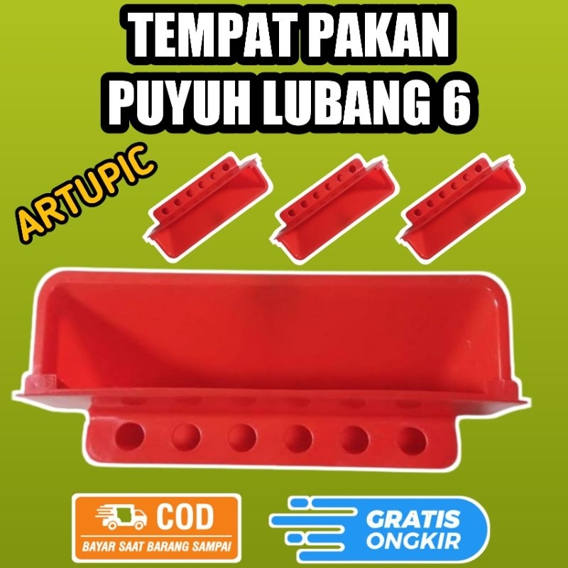 TEMPAT PAKAN PUYUH ARTUPIC/ TEMPAT PAKAN PUYUH PLASTIK/TEMPAT PAKAN PUYUH LUBANG 6 PRAKTIS