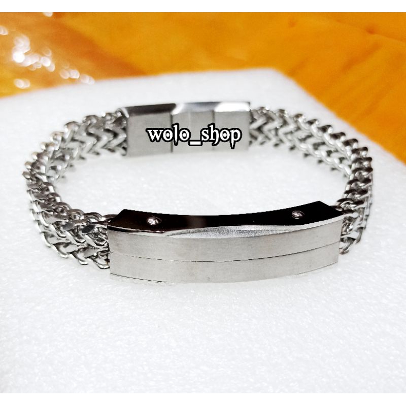 Gelang Pria Rantai Titanium Polos Premium Super
