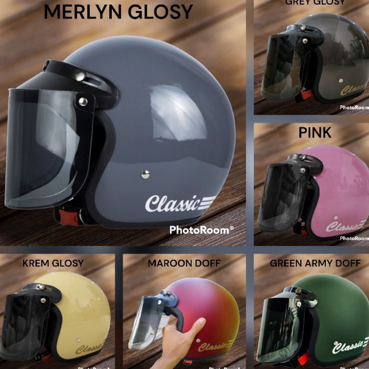 IPM HELM BOGO WANITA PRIA SNIHELM BOGO CLASSIC KACA DATAR ATAU CEMBUNGGROSIR HELM
