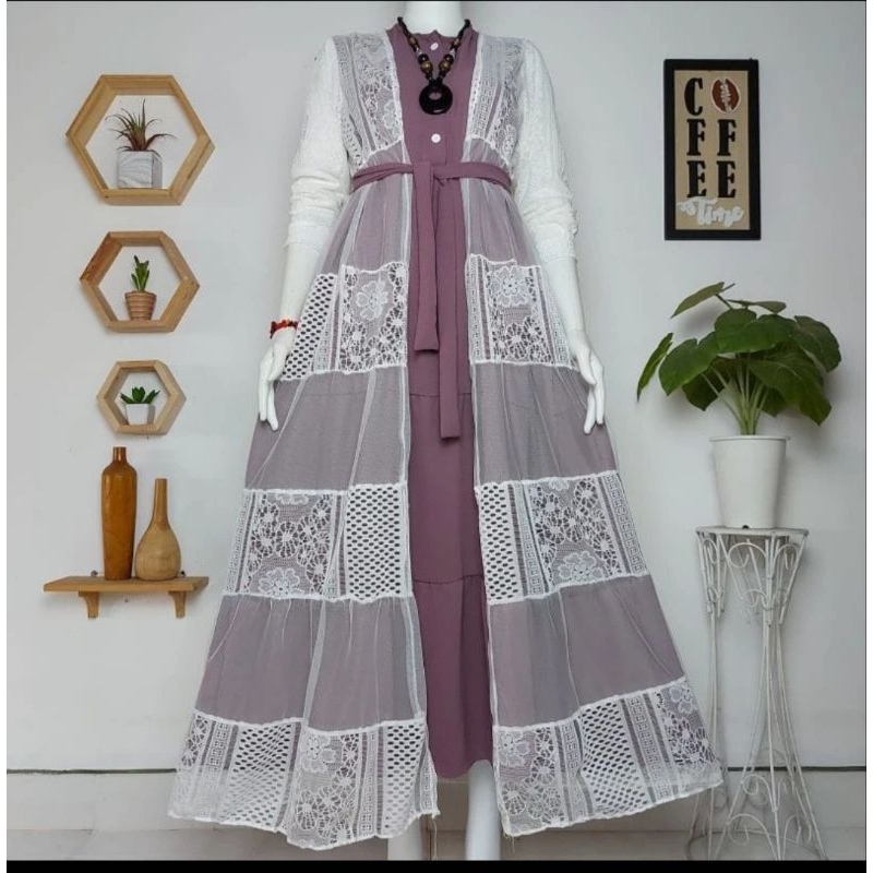 GAMIS TERBARU MIX BRUKAT MALIKA BUSUI PESTA MEWAH ELEGAN 2 IN 1 TERLARIS MUSLIM