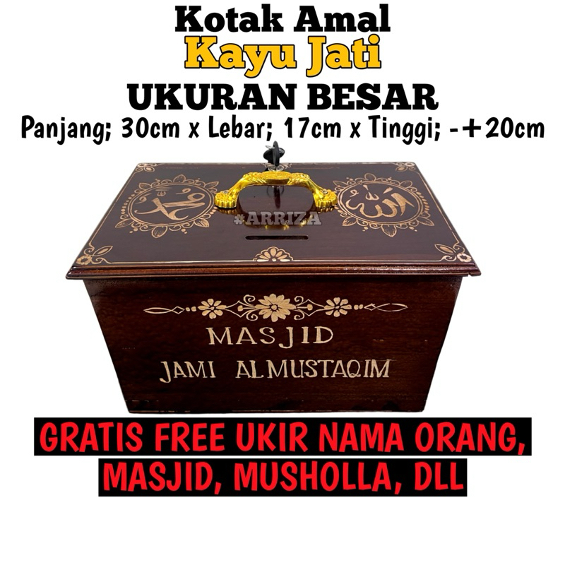 Kotak Amal Besar / Kotak Infaq / Celengan / Kotak Donasi / Tempat Penyimpanan Uang / Kotak Amal Kayu