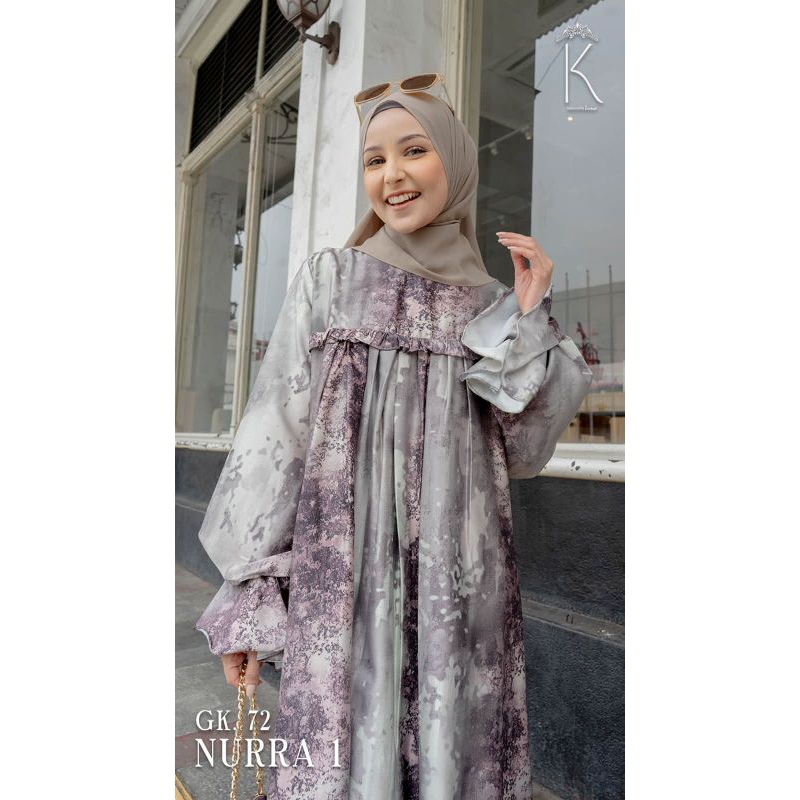 GAMIS NURRA 1 BY LUNA HIJAB | Gamis Luna Hijab || Gamis silk printing | Gamis elegan