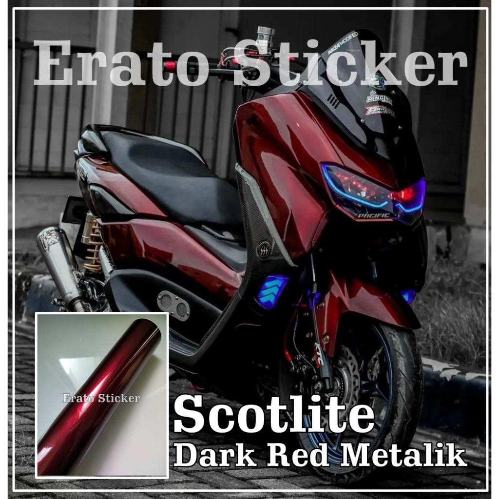 SKOTLET STIKER MOTOR DARK RED CANDY SKOTLET MERAH TUA METALIK CANDY SKOTLET DARKRED FANCHI