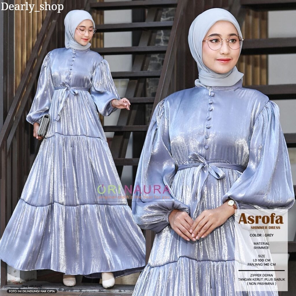 Asrofa Shimmer Dress Gaun Muslim Busui Friendly Long Dress Kondangan Luxury Wanita // Dres Bridesmai