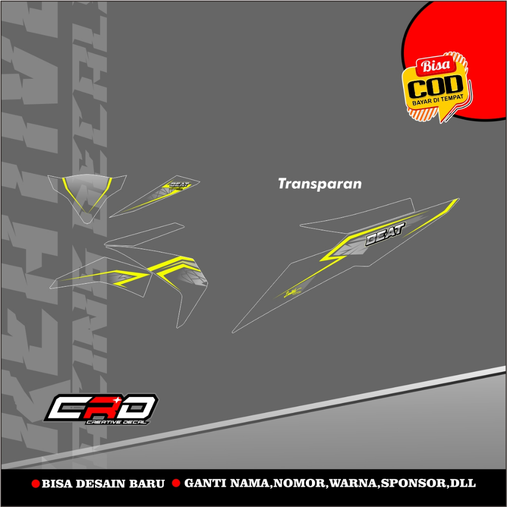 sticker striping motor honda beat esp desain transparan kekinian free request nama nmr