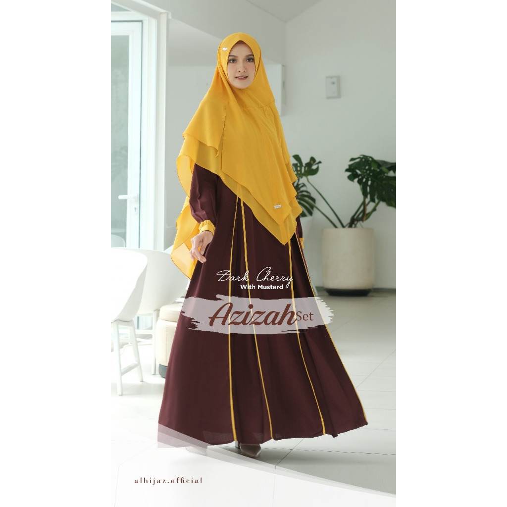 azizah dark cherry S set hijab by alhijaz