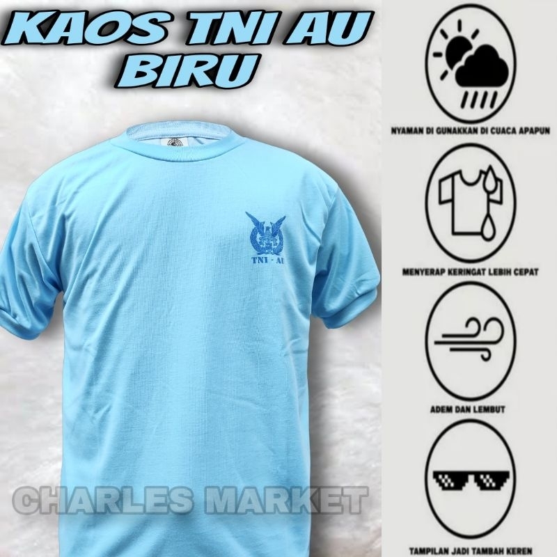 KAOS BIRU ANGKATAN UDARA - KAOS COTTON ANGKATAN UDARA  - KAOS BIRU AU
