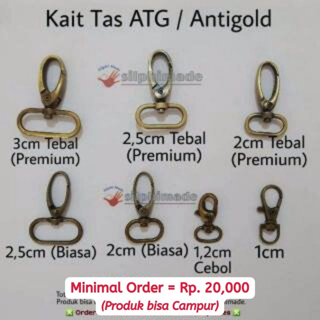 1pc Kait Tas ATG / Antigold – Pengait Tas & Bahan Tas Rajut | Kew-Kew Emas Bakar Murah Berkualitas