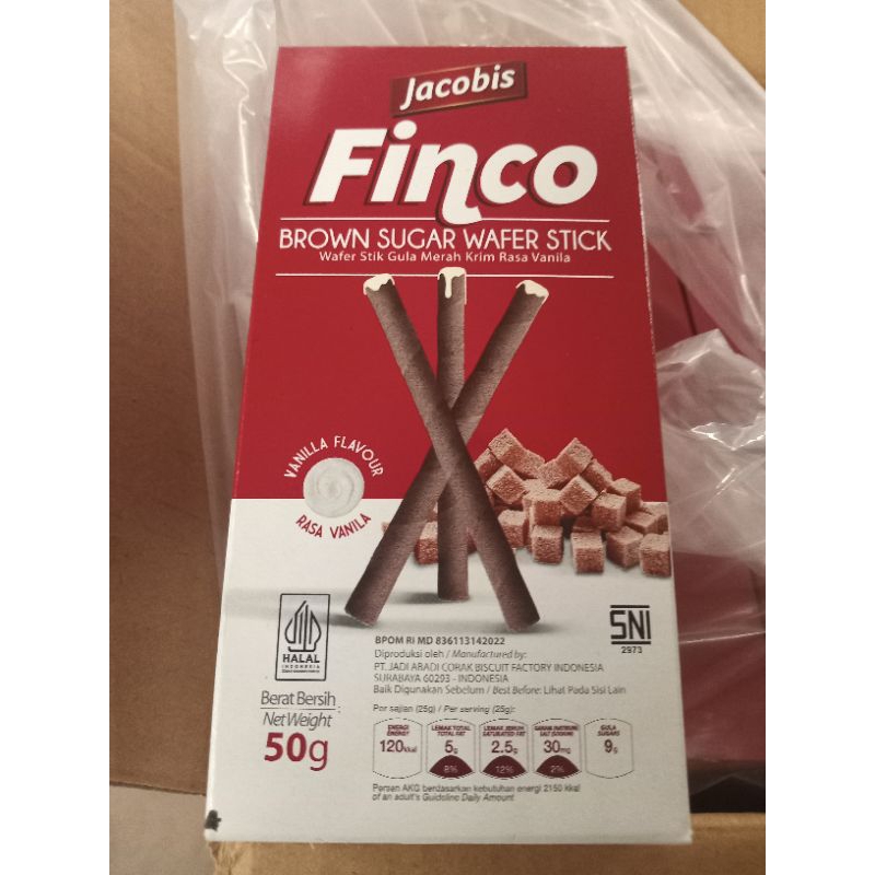 JACOBIS FINCO WAFER STICK GULA MERAH 50 GR 1 KARTON 30PACK