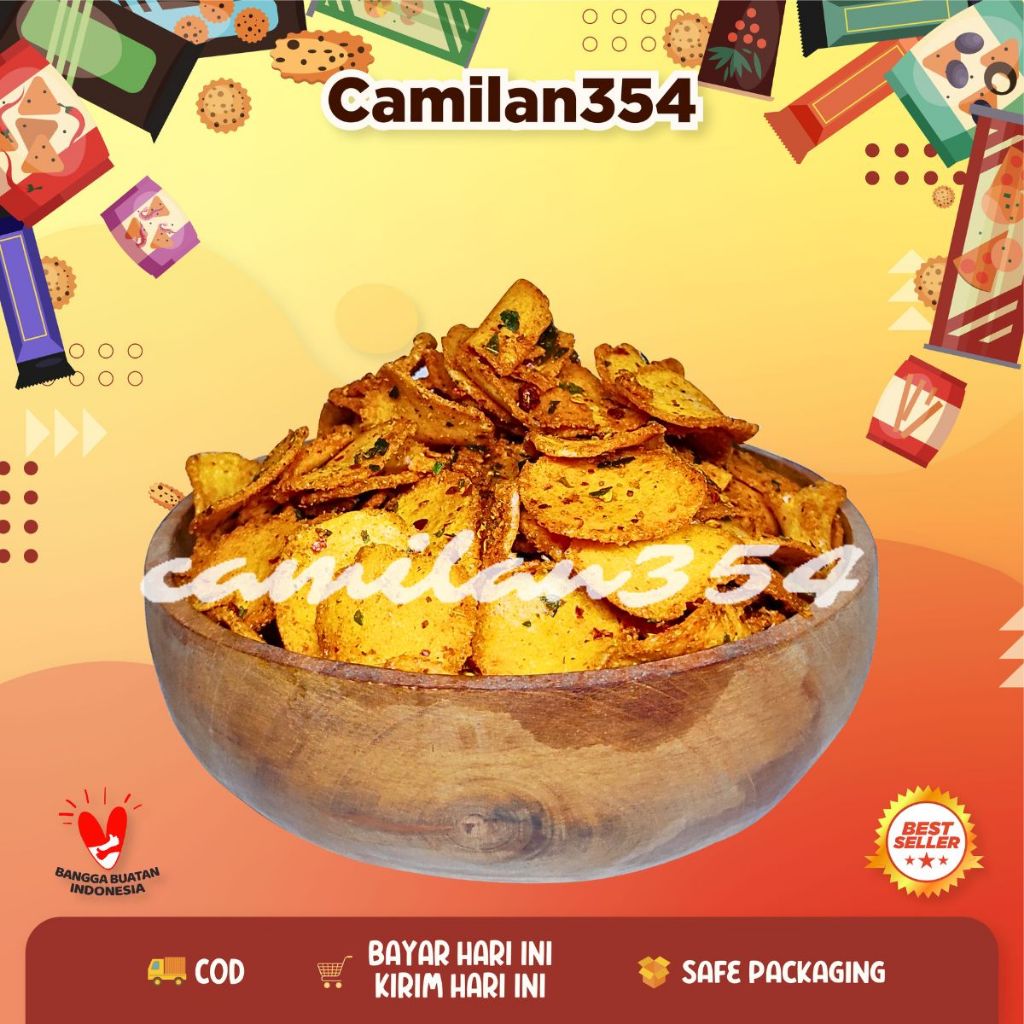 

Molreng Cimol Goreng Pedas Daun Jeruk - 250gr / Keripik Cimol Renyah