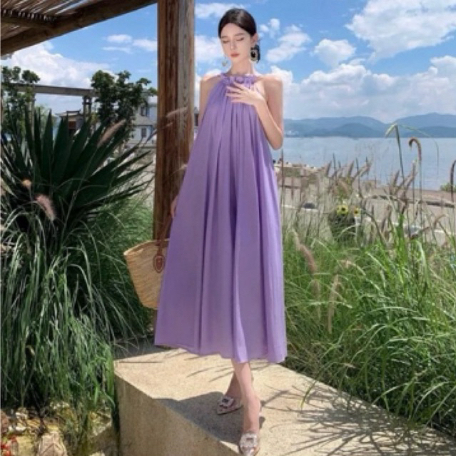 Lilac cheong loose maxi premium dress CODE TG-1267