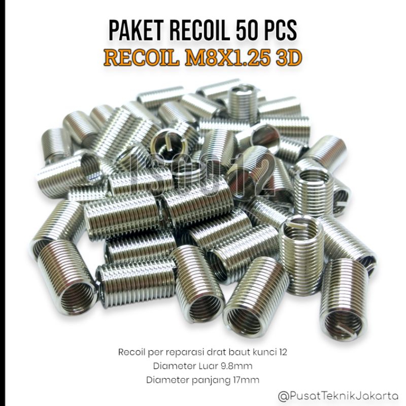 Paket 50pcs recoil m8x1.25 3D recoil baut kunci 12 recoil baut 12 recoil drat 12