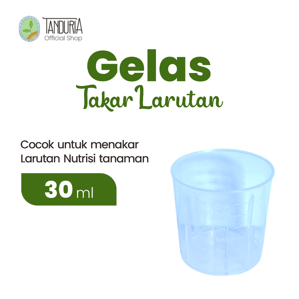TANDURIA - Gelas Takar Plastik 30 ml Transparan untuk Menakar Segala Jenis Larutan