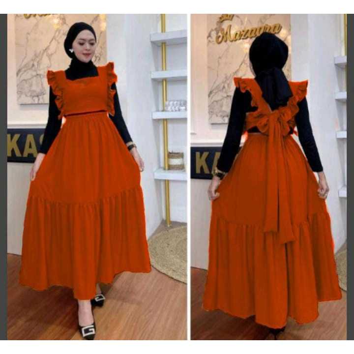 Yola One Set/Pakaian Muslim Wanita/2in1/Crincle Airflow