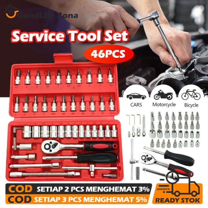Socket Wrench Set Tools Kunci Sock 46 pcs