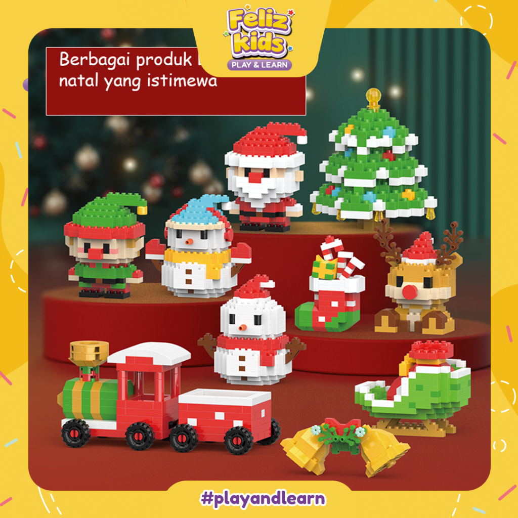 [FELIZKIDS] [LG33] Mainan balok brick SET Christmas Xmas Santa Clause natal murah meriah ISI BINGKIS