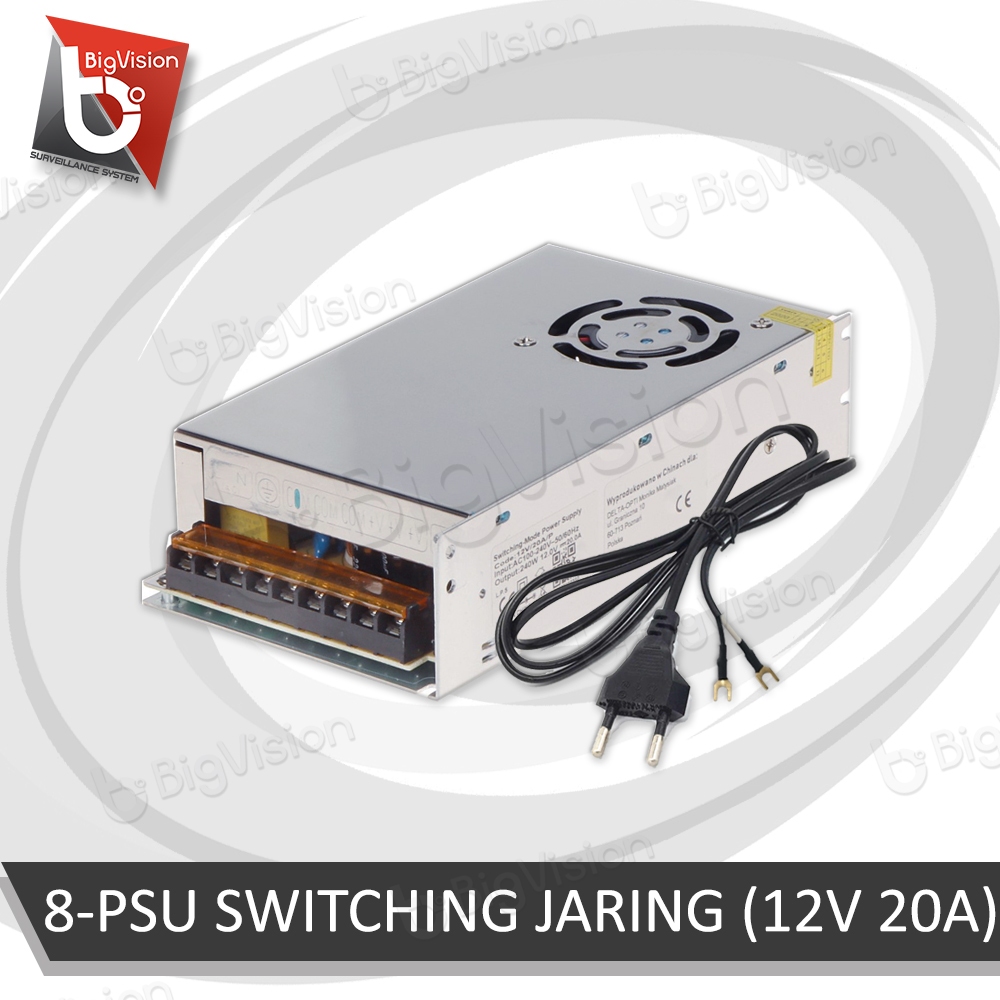 POWER SUPPLY 12 VOLT 20 AMPERE CCTV PSU 12V-20A JARING DC TRAVO